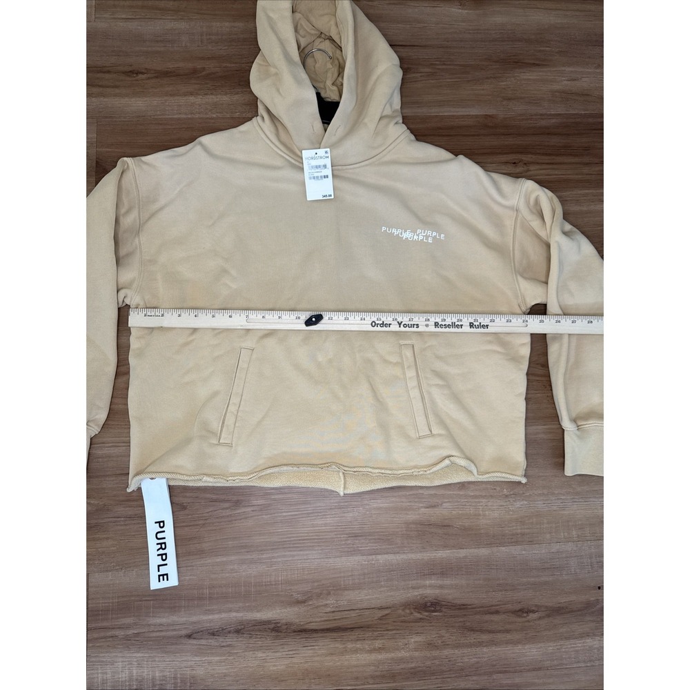 Purple Brand Oversized Fleece Graphic‎ Hoodie Ecru Small NWT - Picture 8 of 10
